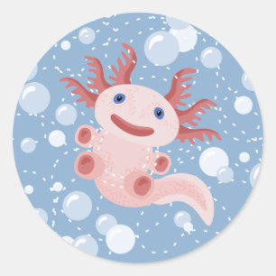 Axolotl and the Bubbles Bold Vector Design Classic Round Sticker