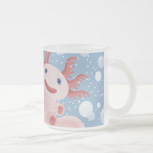 Axolotl and the Bubbles Bold Vector Design Frosted Glass Coffee Mug