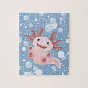 Axolotl and the Bubbles Bold Vector Design Jigsaw Puzzle