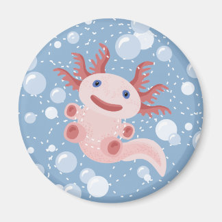 Axolotl and the Bubbles Bold Vector Design Magnet