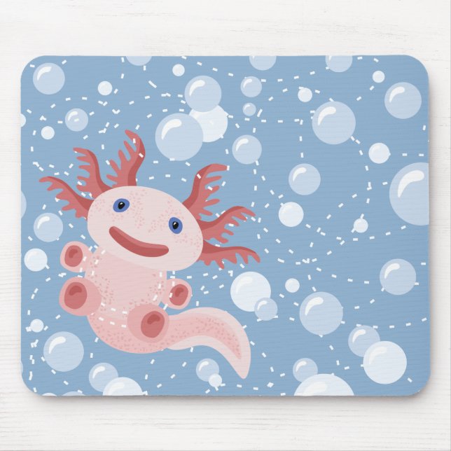 Axolotl and the Bubbles Bold Vector Design Mouse Mat (Front)
