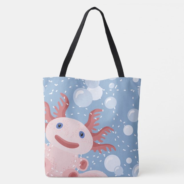 Axolotl and the Bubbles Bold Vector Design Tote Bag (Back)