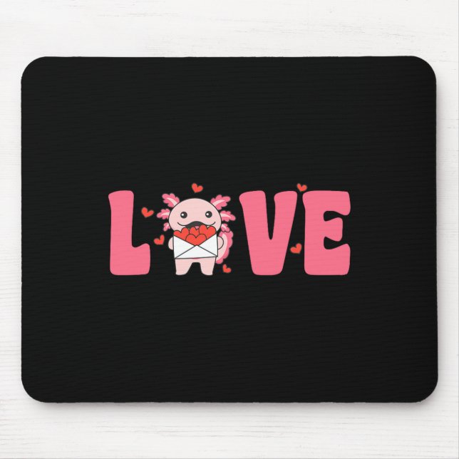 Axolotl Animals With Hearts Love Premium Tri-blend Mouse Mat (Front)