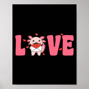 Axolotl Animals With Hearts Love Premium Tri-blend Poster