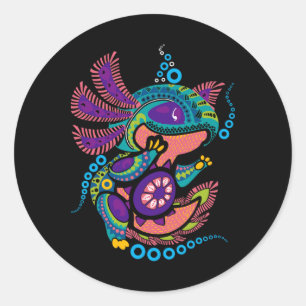 Axolotl Art Aztec Mexican Salamander Mexico Cinco  Classic Round Sticker