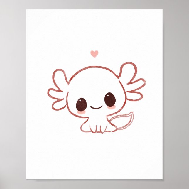 Axolotl art cute art poster (Front)