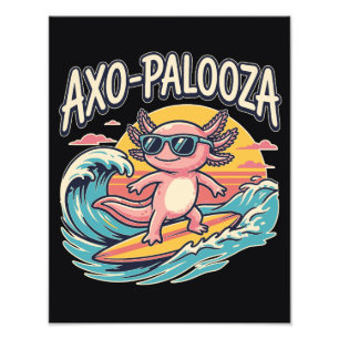 Axolotl Axo-Palooza parody 90s style surfing beach Photo Print
