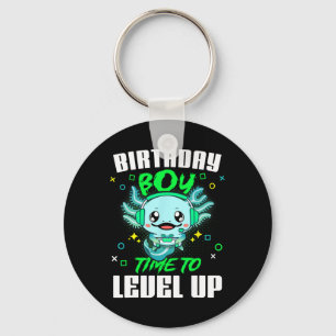 Axolotl Birthday Boy Time To Level Up Gamer Birthd Key Ring