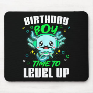 Axolotl Birthday Boy Time To Level Up Gamer Birthd Mouse Mat