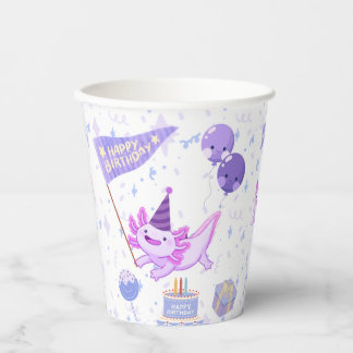 Axolotl birthday paper cups