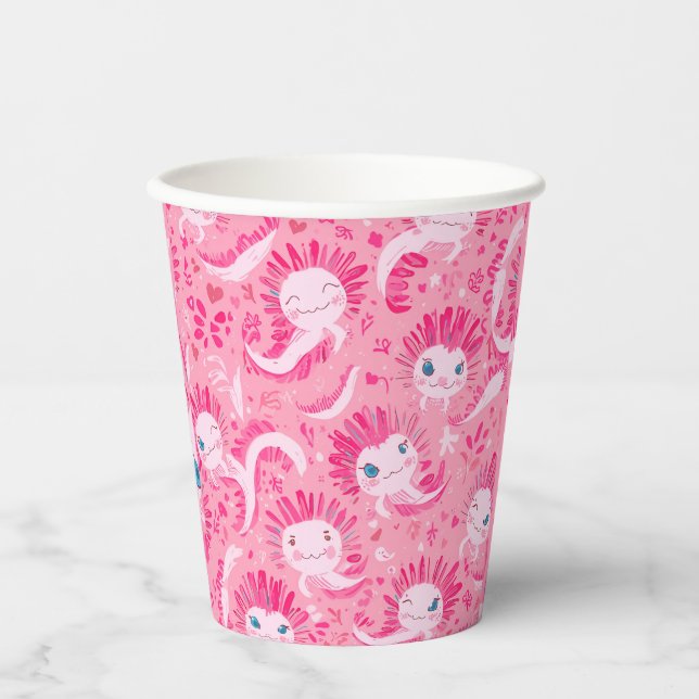 Axolotl birthday paper cups (Front)