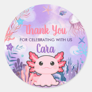 Axolotl Birthday Party Classic Round Sticker
