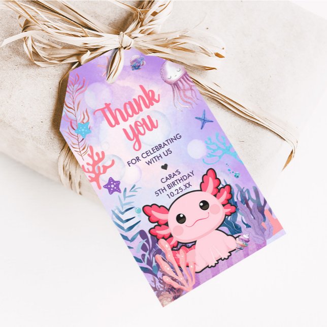 Axolotl Birthday Party Favour Tags (Axolotl Birthday Party Favor Tags)