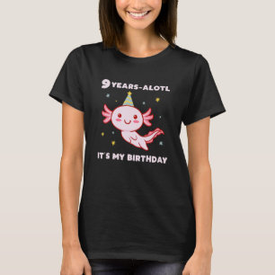 Axolotl Birthday Party Hat 9 Years Old 9th BDay Wa T-Shirt