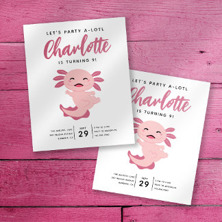 Axolotl Birthday Party Invitation