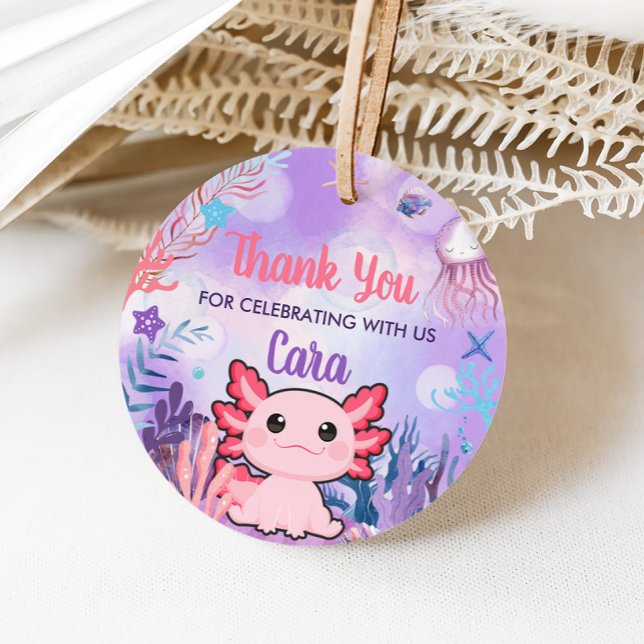 Axolotl Birthday Party Round Favour Tags (Axolotl Birthday Party Round Favor Tags)