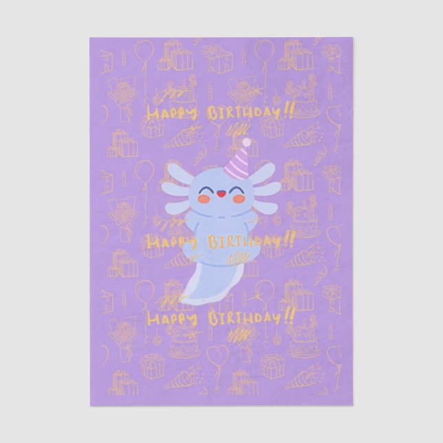 Axolotl birthday tissue paper (Front)