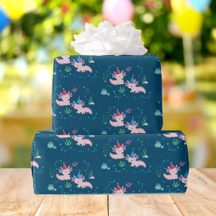 Axolotl Birthday Wishes Wrapping Paper