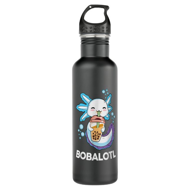 Axolotl Boba  Kids Girls Bobalotl Kawaii Cute Axol 710 Ml Water Bottle (Front)