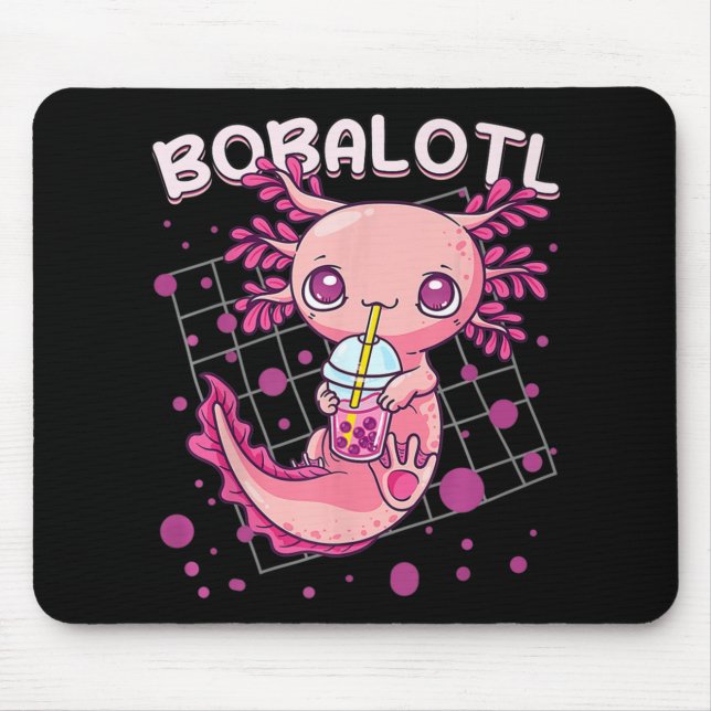 Axolotl Boba Tea Bubble Tea Kawaii Anime Japanese  Mouse Mat (Front)