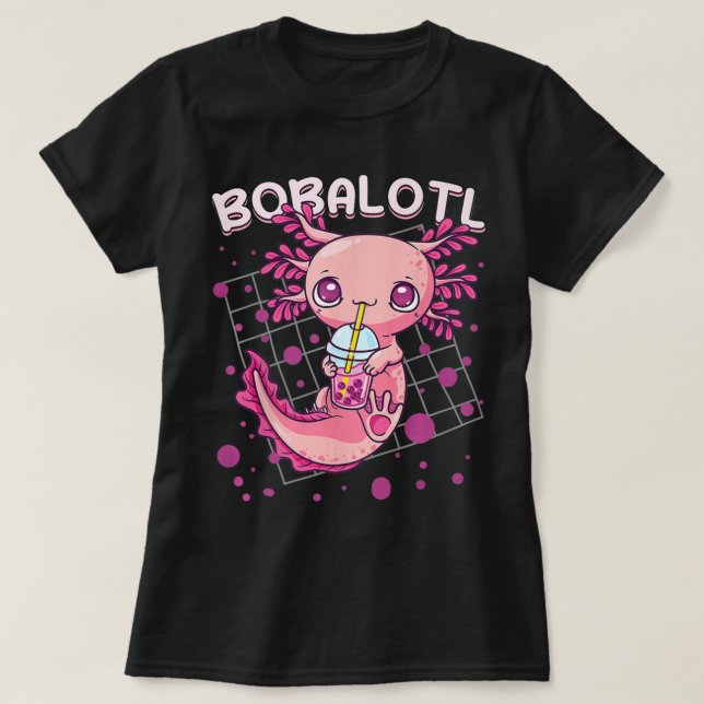 Axolotl Boba Tea Bubble Tea Kawaii Anime Japanese  T-Shirt (Design Front)