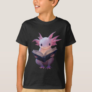 Axolotl Bookworm Reading Book Funny Kawaii Graphic T-Shirt