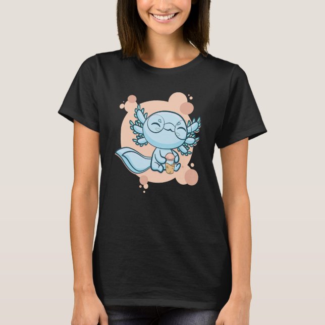 Axolotl Bubble Tea Boba Ambystoma Mexicanum Walkin T-Shirt (Front)