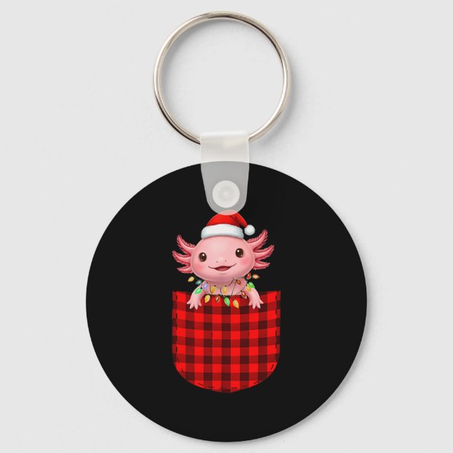 Axolotl Buffalo Red Plaid Cket Christmas Funny Men Key Ring (Front)