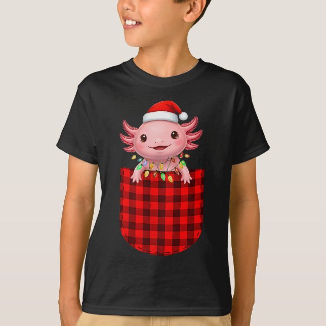 Axolotl Buffalo Red Plaid Cket Christmas Funny Men T-Shirt (Front)