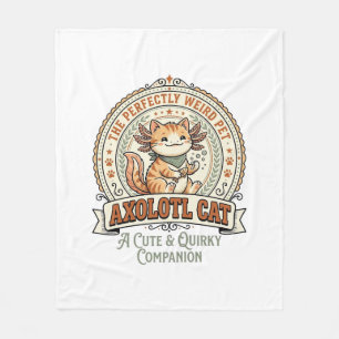 Axolotl Cat Axolotl Cute Weird Pet Cat Vintage Vec Fleece Blanket