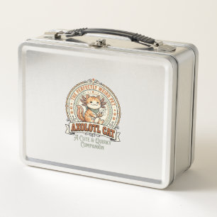 Axolotl Cat Axolotl Cute Weird Pet Cat Vintage Vec Metal Lunch Box