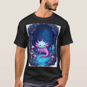 Axolotl Cave Explorer Pixel Art Sticker Gaming Des T-Shirt