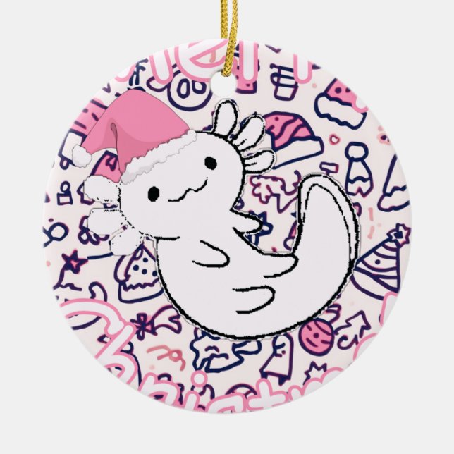 Axolotl Ceramic Tree Decoration (Front)