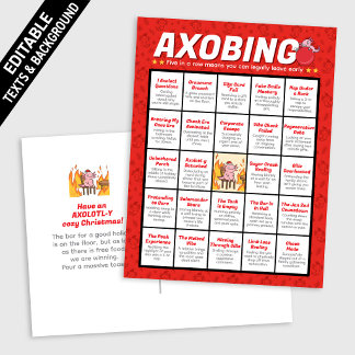 Axolotl Christmas Bingo Social Anxiety Editable Holiday Postcard