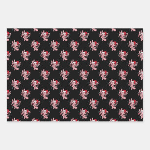 Axolotl Christmas Candycane Wrapping Paper Sheet
