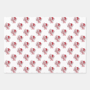 Axolotl Christmas Candycane Wrapping Paper Sheet