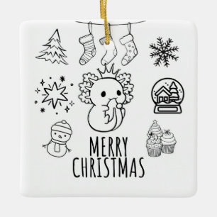 Axolotl christmas ceramic ornament