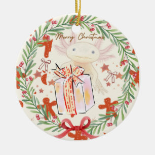 Axolotl christmas ceramic tree decoration