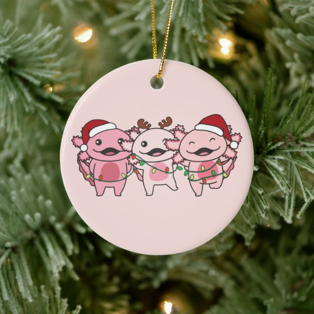 Axolotl Christmas Christmas Animals Sweet Axolotls Ceramic Tree Decoration (Tree)