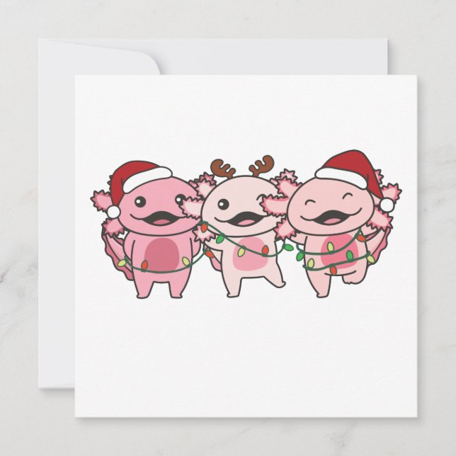 Axolotl Christmas Christmas Animals Sweet Axolotls Invitation (Front)