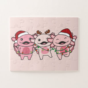 Axolotl Christmas Christmas Animals Sweet Axolotls Jigsaw Puzzle