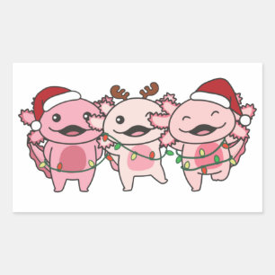 Axolotl Christmas Christmas Animals Sweet Axolotls Rectangular Sticker