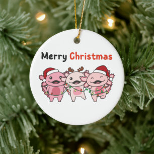 Axolotl Christmas Cute Axolotls Merry Christmas Ceramic Tree Decoration