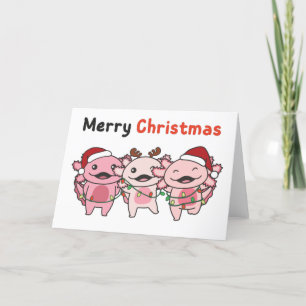 Axolotl Christmas Cute Axolotls Merry Christmas Ho Holiday Card