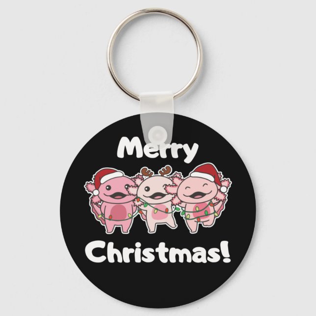 Axolotl Christmas Cute Axolotls Merry Christmas Ke Key Ring (Front)