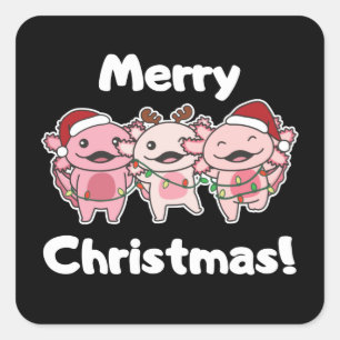 Axolotl Christmas Cute Axolotls Merry Christmas Square Sticker