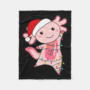 Axolotl Christmas Fairy Light Christmas Axolotl Fleece Blanket