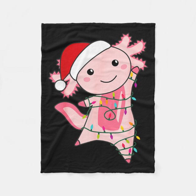 Axolotl Christmas Fairy Light Christmas Axolotl  Fleece Blanket (Front)