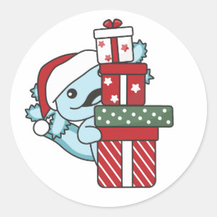 Axolotl Christmas Gift Winter Animals Axolotl Classic Round Sticker