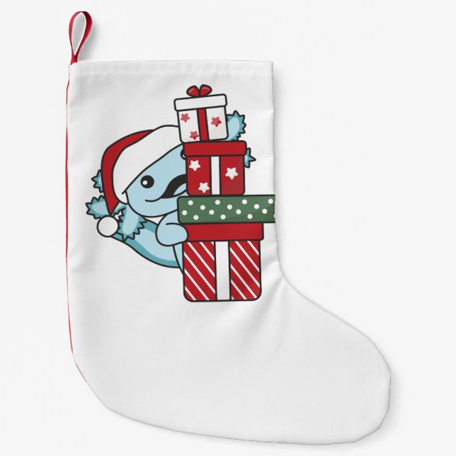Axolotl Christmas Gift Winter Animals Axolotl Small Christmas Stocking (Front)